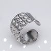 Unisex Geometric Titanium Steel Open Adjustable Ring With Electroplated Finish Exaggerated Hip Hop Style Statement Band