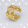 Unisex Geometric Titanium Steel Open Adjustable Ring With Electroplated Finish Exaggerated Hip Hop Style Statement Band