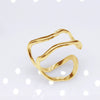Unisex Geometric Titanium Steel Open Adjustable Ring With Electroplated Finish Exaggerated Hip Hop Style Statement Band
