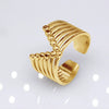 Unisex Geometric Titanium Steel Open Adjustable Ring With Electroplated Finish Exaggerated Hip Hop Style Statement Band