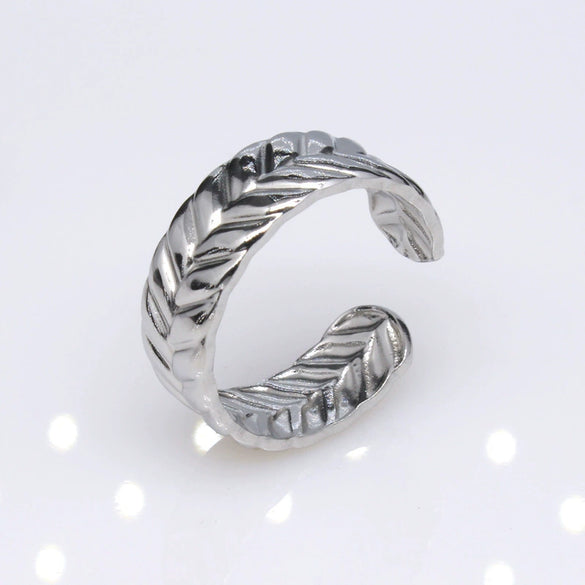 Unisex Geometric Titanium Steel Open Adjustable Ring With Electroplated Finish Exaggerated Hip Hop Style Statement Band