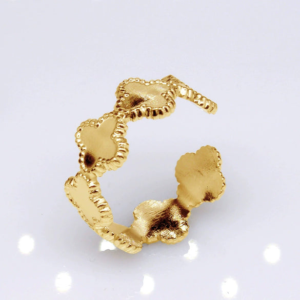 Unisex Geometric Titanium Steel Open Adjustable Ring With Electroplated Finish Exaggerated Hip Hop Style Statement Band