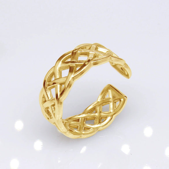 Unisex Geometric Titanium Steel Open Adjustable Ring With Electroplated Finish Exaggerated Hip Hop Style Statement Band