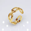 Unisex Geometric Titanium Steel Open Adjustable Ring With Electroplated Finish Exaggerated Hip Hop Style Statement Band