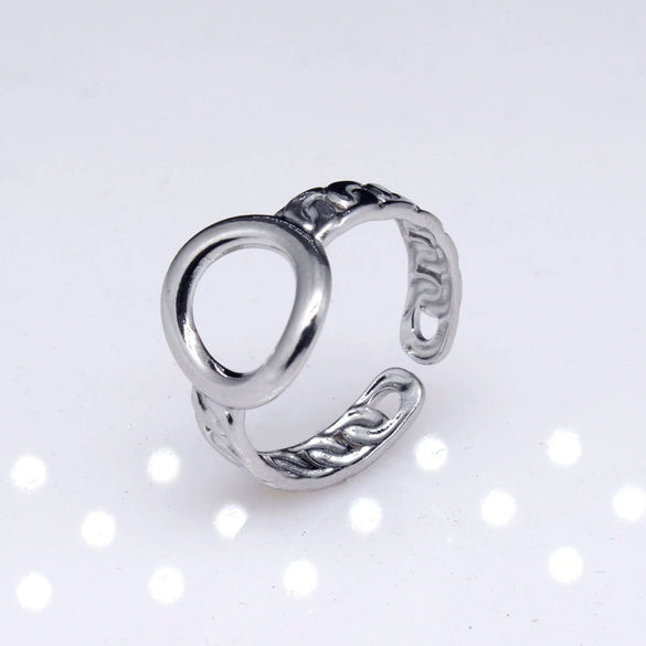 Unisex Geometric Titanium Steel Open Adjustable Ring With Electroplated Finish Exaggerated Hip Hop Style Statement Band