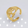 Unisex Geometric Titanium Steel Open Adjustable Ring With Electroplated Finish Exaggerated Hip Hop Style Statement Band