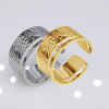 Unisex Geometric Titanium Steel Open Adjustable Ring With Electroplated Finish Exaggerated Hip Hop Style Statement Band