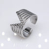 Unisex Geometric Titanium Steel Open Adjustable Ring With Electroplated Finish Exaggerated Hip Hop Style Statement Band