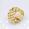 Unisex Geometric Titanium Steel Open Adjustable Ring With Electroplated Finish Exaggerated Hip Hop Style Statement Band