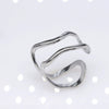 Unisex Geometric Titanium Steel Open Adjustable Ring With Electroplated Finish Exaggerated Hip Hop Style Statement Band