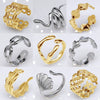 Unisex Geometric Titanium Steel Open Adjustable Ring With Electroplated Finish Exaggerated Hip Hop Style Statement Band