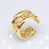 Unisex Geometric Titanium Steel Open Adjustable Ring With Electroplated Finish Exaggerated Hip Hop Style Statement Band