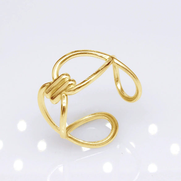 Unisex Geometric Titanium Steel Open Adjustable Ring With Electroplated Finish Exaggerated Hip Hop Style Statement Band