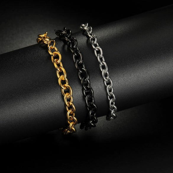 Unisex Geometric Titanium Steel Oshaped Bracelet Anklet Clothes Chain With Electroplating