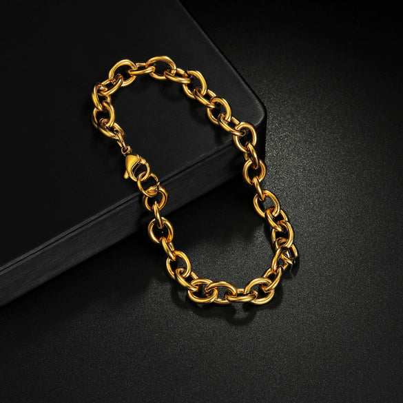 Unisex Geometric Titanium Steel Oshaped Bracelet Anklet Clothes Chain With Electroplating