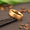 Unisex Geometric Tungsten Steel Jewelry With Handforged Textured Matte Finish And Gold Electroplated Surface In Retro Style