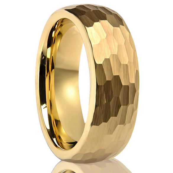 Unisex Geometric Tungsten Steel Jewelry With Handforged Textured Matte Finish And Gold Electroplated Surface In Retro Style