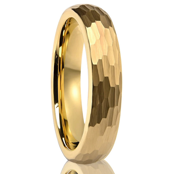 Unisex Geometric Tungsten Steel Jewelry With Handforged Textured Matte Finish And Gold Electroplated Surface In Retro Style