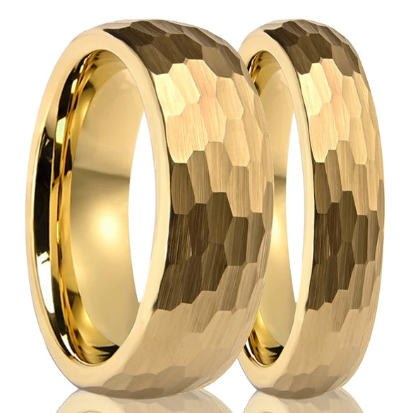 Unisex Geometric Tungsten Steel Jewelry With Handforged Textured Matte Finish And Gold Electroplated Surface In Retro Style