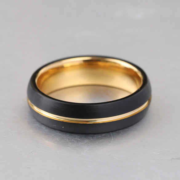 Unisex Geometric Tungsten Steel Ring With Black And Gold Electroplated Finish Wholesale Fashion Jewelry