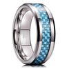 Unisex Geometric Tungsten Steel Ring With Black Electroplated Finish And Blue Carbon Fiber Inlay