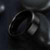 Unisex Geometric Tungsten Steel Ring With Black Matte Brushed Finish And Electroplated Surface For Women And Men