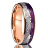 Unisex Geometric Tungsten Steel Ring With Rose Gold Plating Purple Lapis Lazuli And Imitation Meteorite Inlay Light Luxury Jewelry