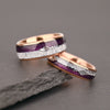 Unisex Geometric Tungsten Steel Ring With Rose Gold Plating Purple Lapis Lazuli And Imitation Meteorite Inlay Light Luxury Jewelry