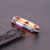 Unisex Geometric Tungsten Steel Ring With Rose Gold Plating Purple Lapis Lazuli And Imitation Meteorite Inlay Light Luxury Jewelry