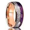 Unisex Geometric Tungsten Steel Ring With Rose Gold Plating Purple Lapis Lazuli And Imitation Meteorite Inlay Light Luxury Jewelry