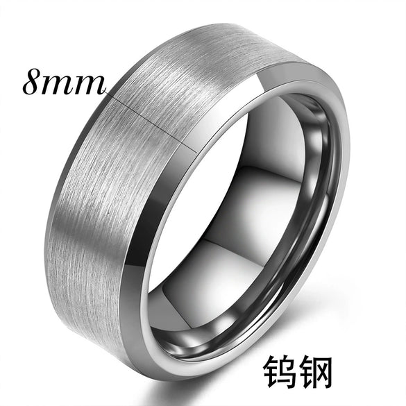 Unisex Geometric Tungsten Steel Ring With Smooth Brushed Finish And Electroplated Design For Wholesale Fashion Accessories