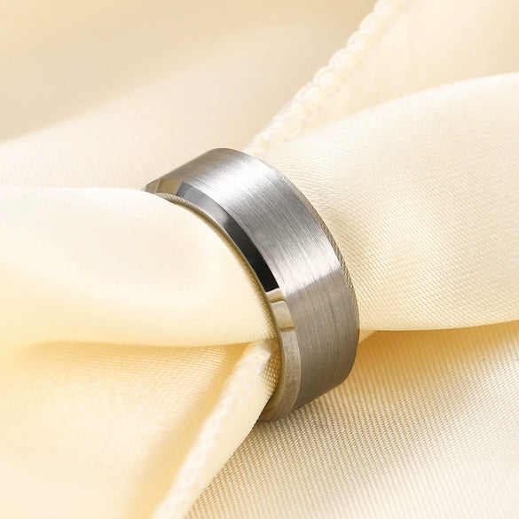 Unisex Geometric Tungsten Steel Ring With Smooth Brushed Finish And Electroplated Design For Wholesale Fashion Accessories