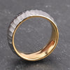 Unisex Gold Plated Tungsten Steel Ring With Hand Hammered Geometric Texture And Matte Finish Light Luxury Jewelry
