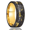 Unisex Gold Tone Carbon Fiber Ring With Gold Foil Inlay Geometric Electroplated Design Long Lasting Fashion Jewelry