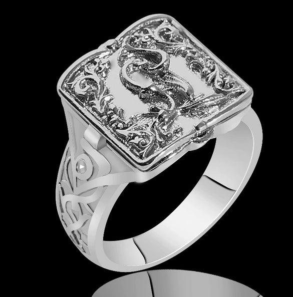 Unisex Gold Tone Copper Ring With Skull Carved Pattern Geometric Shape Electroplated Fashion Jewelry
