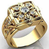 Unisex Gold Tone Copper Ring With Skull Carved Pattern Geometric Shape Electroplated Fashion Jewelry