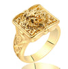 Unisex Gold Tone Copper Ring With Skull Carved Pattern Geometric Shape Electroplated Fashion Jewelry