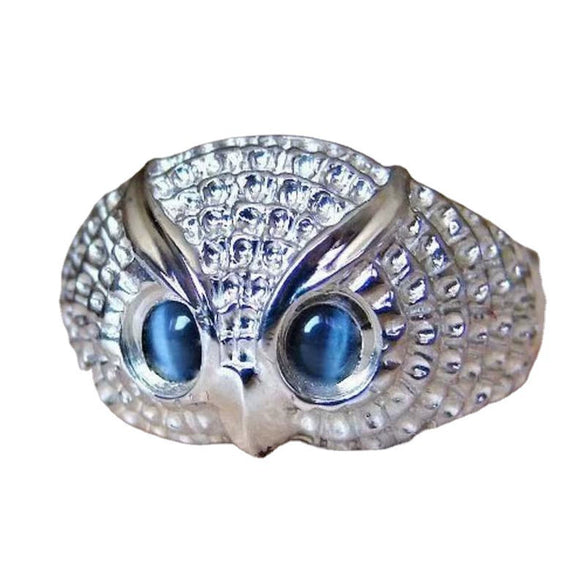 Unisex Gothic Geometric Owl Eye Ring In Electroplated Copper With Retro Blue Eye Design Wholesale Jewelry