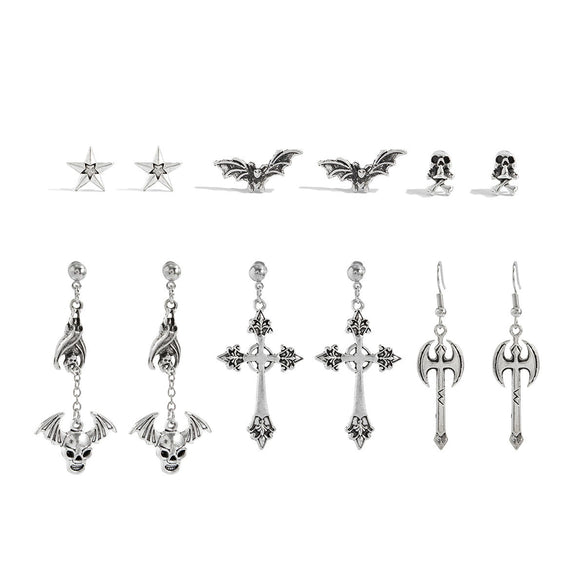 Unisex Gothic Zinc Alloy Cross Tassel Earrings With Stainless Steel Posts Electroplated Geometric Halloween Festival Design