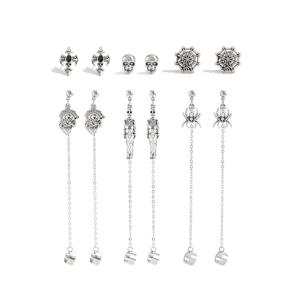 Unisex Gothic Zinc Alloy Cross Tassel Earrings With Stainless Steel Posts Electroplated Geometric Halloween Festival Design
