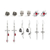 Unisex Gothic Zinc Alloy Cross Tassel Earrings With Stainless Steel Posts Electroplated Geometric Halloween Festival Design