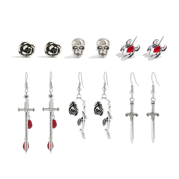 Unisex Gothic Zinc Alloy Cross Tassel Earrings With Stainless Steel Posts Electroplated Geometric Halloween Festival Design