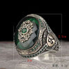 Unisex Green Zircon Geometric Ring Retro Alloy Jewelry With Electroplated Finish For Men And Women
