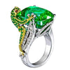 Unisex Green Zircon Geometric Ring Retro Alloy Jewelry With Electroplated Finish For Men And Women