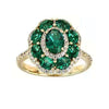 Unisex Green Zircon Geometric Ring Retro Alloy Jewelry With Electroplated Finish For Men And Women