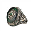 Unisex Green Zircon Geometric Ring Retro Alloy Jewelry With Electroplated Finish For Men And Women