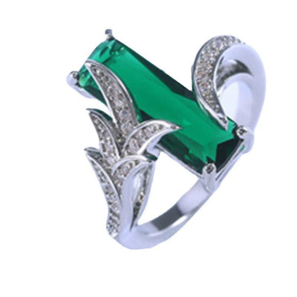 Unisex Green Zircon Geometric Ring Retro Alloy Jewelry With Electroplated Finish For Men And Women