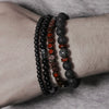 Unisex Handmade Black Gallstone Copper Alloy Geometric Beaded Bracelet With Cross Dumbbell Zircon Crown Design
