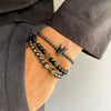 Unisex Handmade Black Gallstone Copper Alloy Geometric Beaded Bracelet With Cross Dumbbell Zircon Crown Design