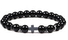 Unisex Handmade Copper Geometric Beaded Bracelet With Hematite Cross Natural Lava Tiger Eye